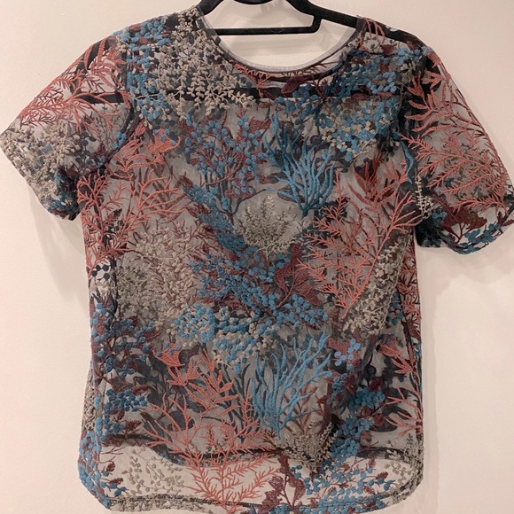 Rare Zara embroidered sheer top - Picture 2 of 3